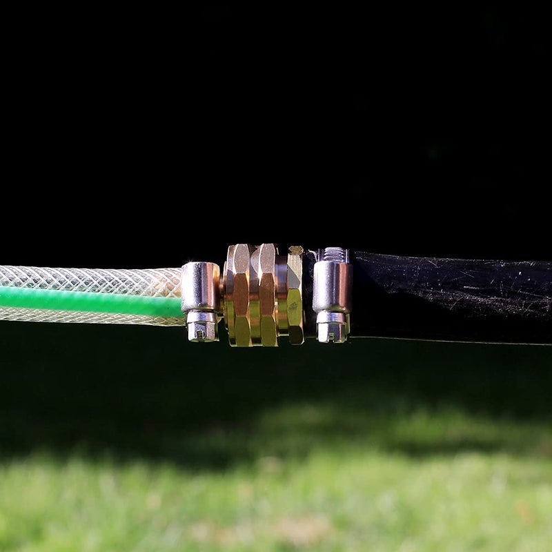 YELUN Solid Brass Garden Hose Repair kit Connector with Stainless Steel Clamps  Male Adapter/Female Garden Hose Swivel Fitting (3/4"" Barb x 3/4"" Female -2 Sets) - Image 5
